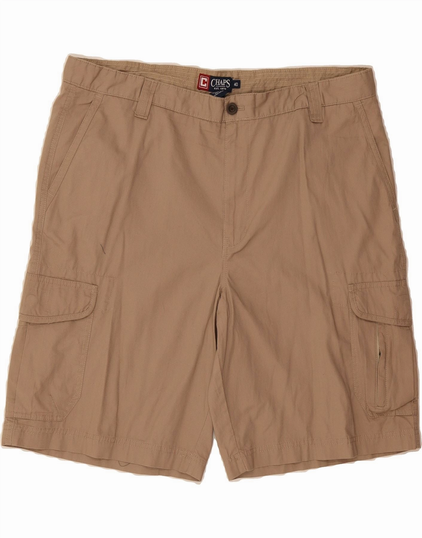 Glide On Waist System Movement Freedom CHAPS Mens Cargo Shorts W40 XL Brown Cotton