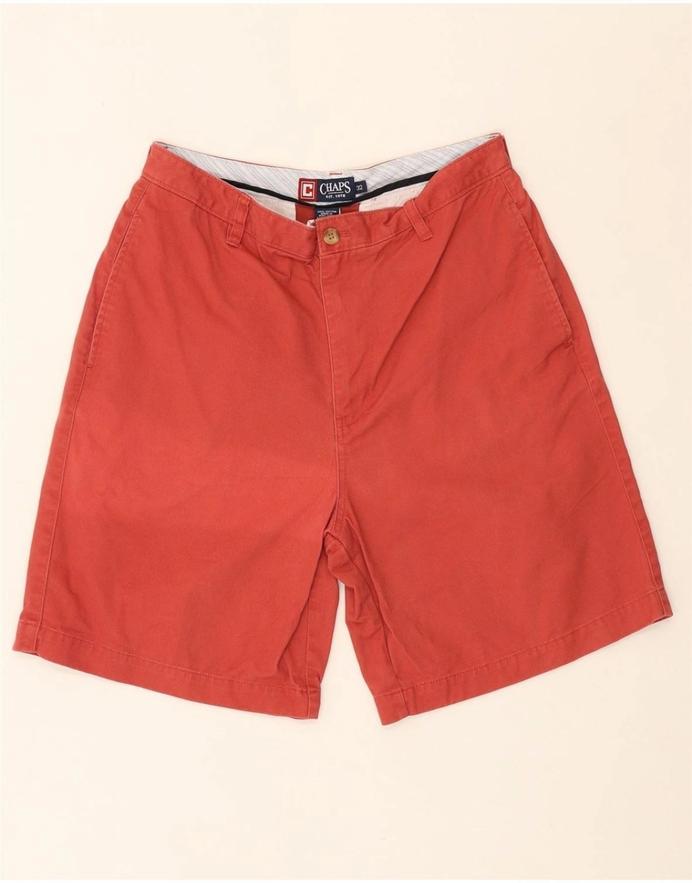 tumble dry handmade touch CHAPS Mens Chino Shorts W32 Medium Red Cotton