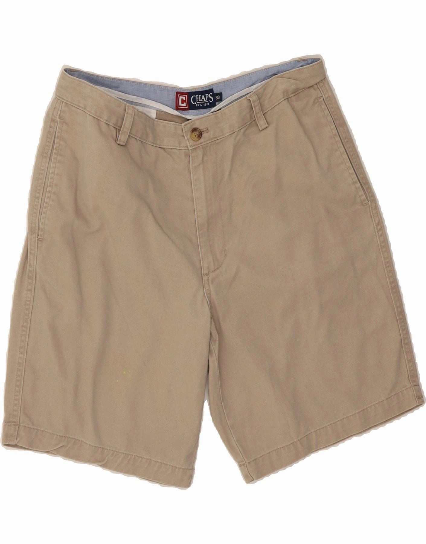 CHAPS Mens Chino Shorts W33 Medium  Beige Cotton Adjustable Drawcord Office Wear