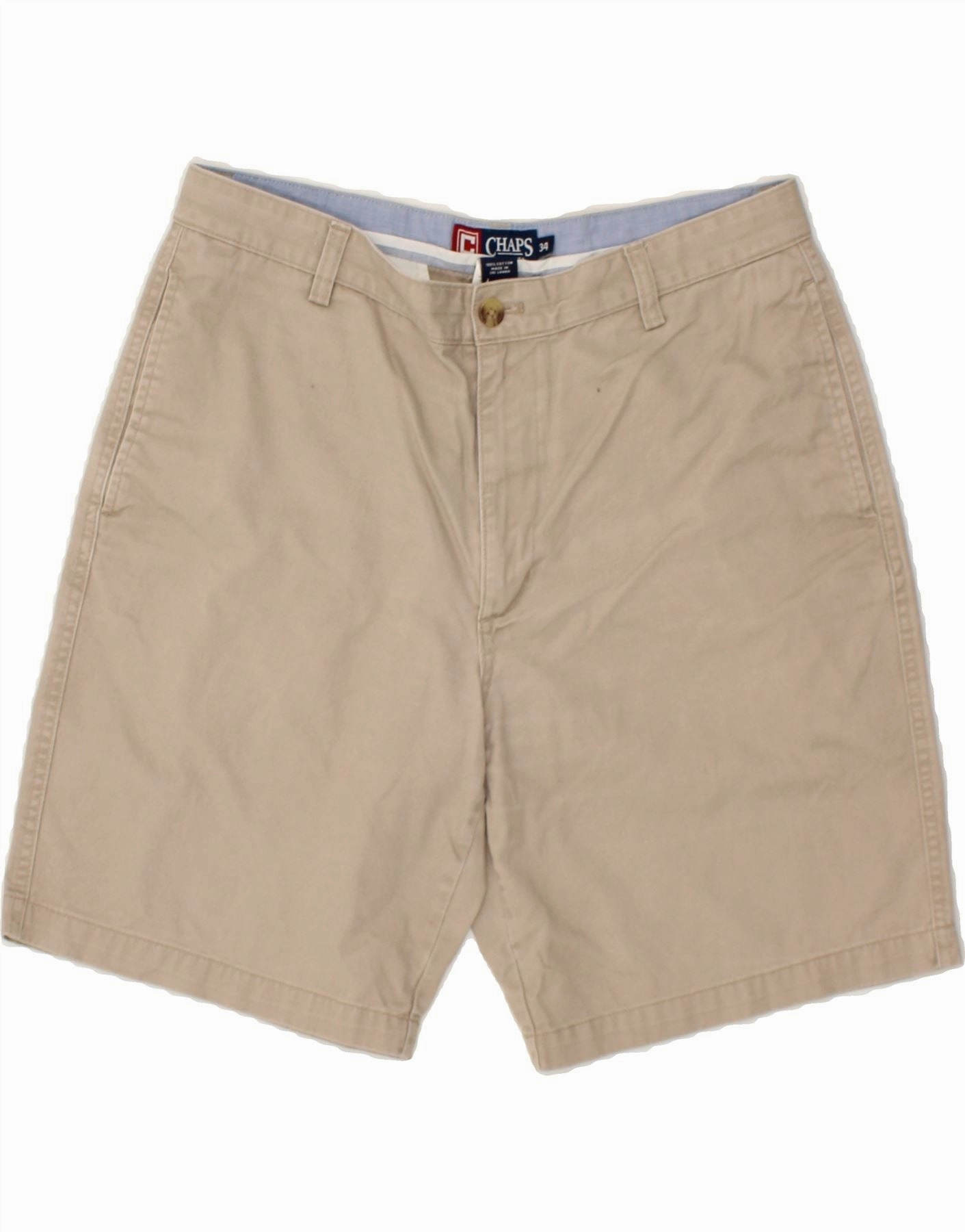 CHAPS Mens Chino Shorts W34 Large  Beige Cotton Movement Flex Versatile Layering