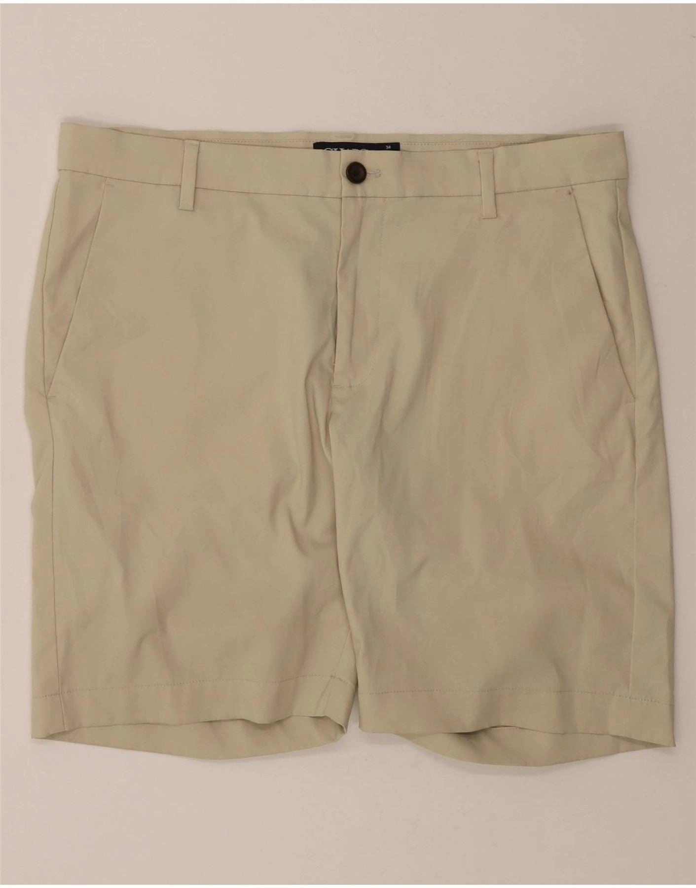 Crisp Look CHAPS Mens Chino Shorts W34 Large Beige Polyester
