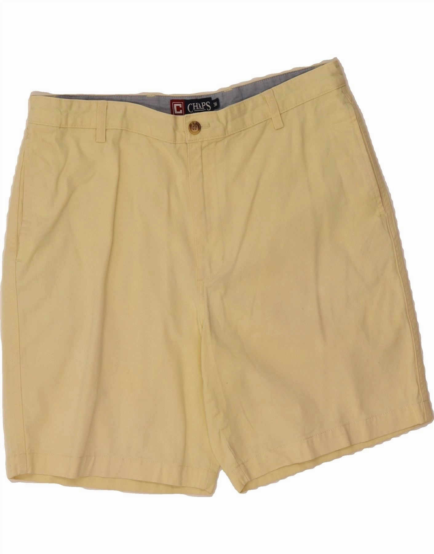CHAPS Mens Chino Shorts W36 Large Yellow Cotton Eco Friendly Dye Process