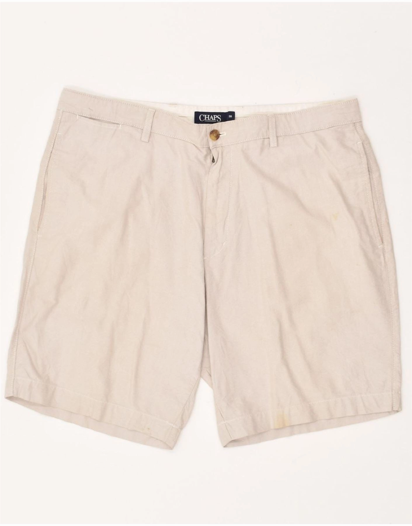 CHAPS Mens Chino Shorts W38 XL Beige Cotton Fast Absorption Textile