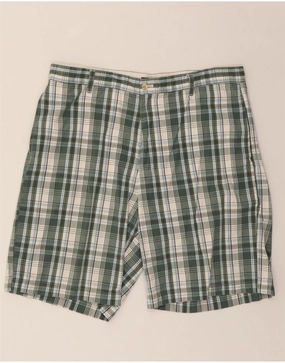 CHAPS Mens Chino Shorts W40 XL Green Check Cotton Sport Ready Fit Ripstop Material