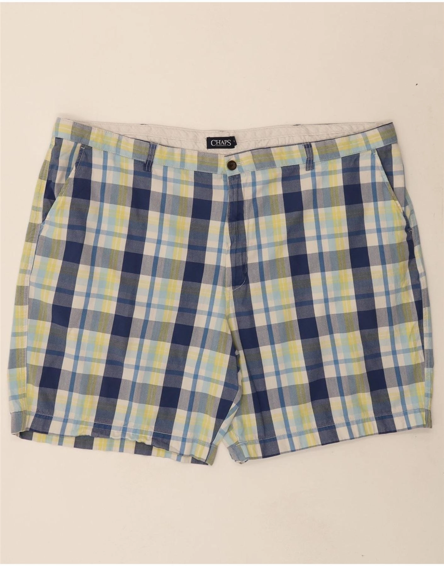 home renovation Lightweight Design CHAPS Mens Chino Shorts W48 4XL Blue Check Cotton