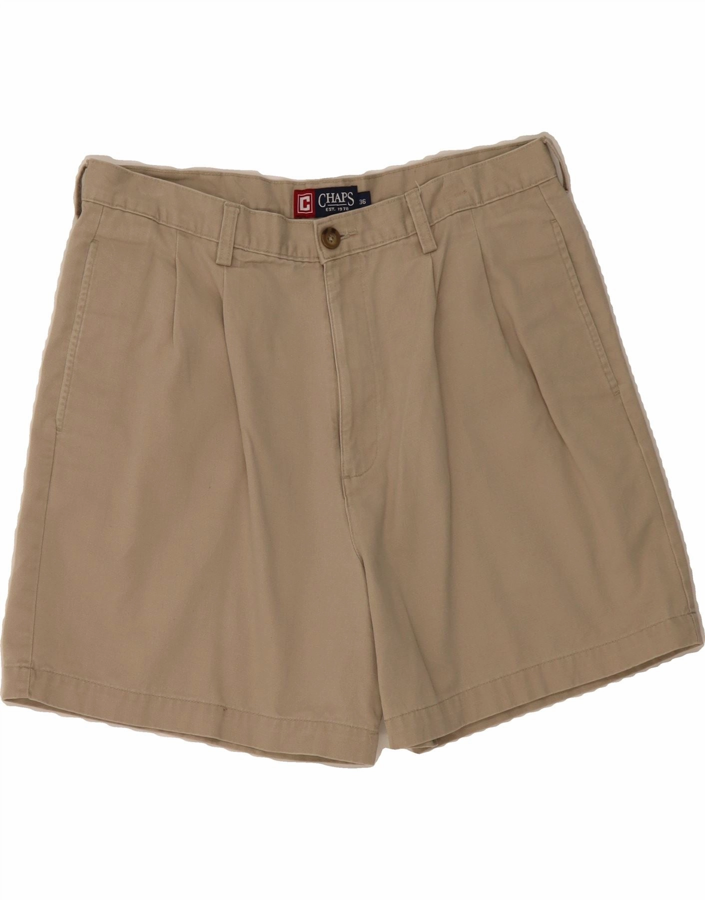 CHAPS Mens Pegged Chino Shorts W36 Large Beige Cotton Chill Design