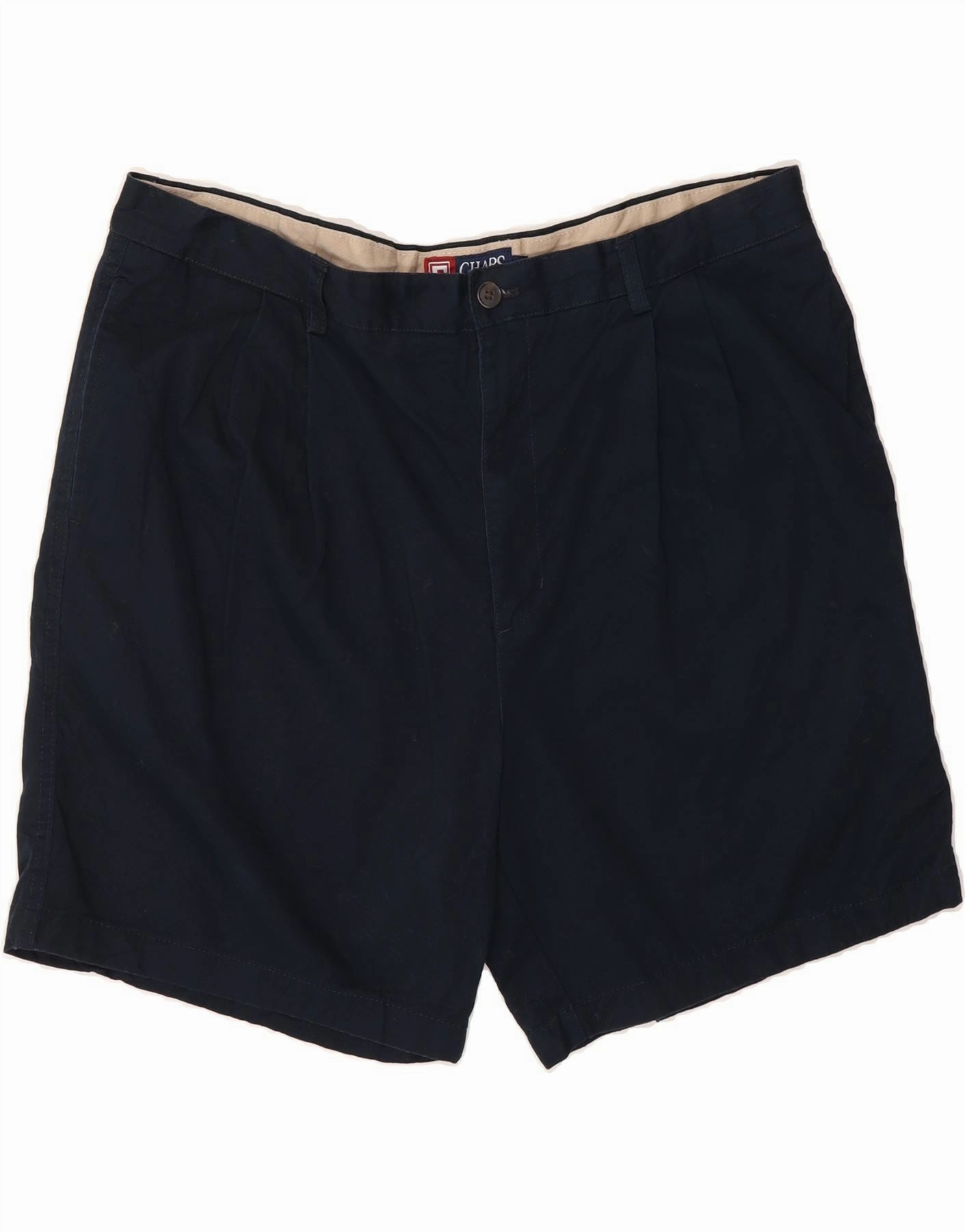 CHAPS Mens Pegged Chino Shorts W40 XL Navy Blue Cotton Elastic Comfort Slim Waistband