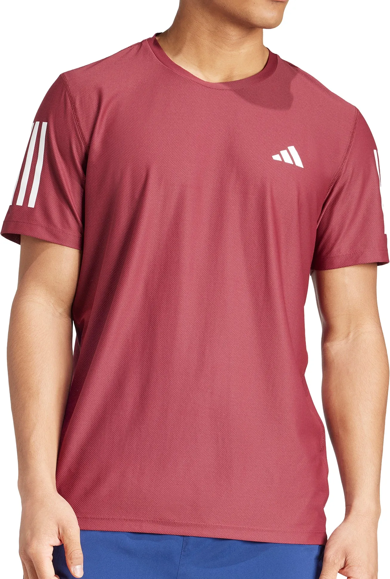 adidas Own The Run Short Sleeve Mens Running Top - Red SoftenedTexturedWeave Best Seller