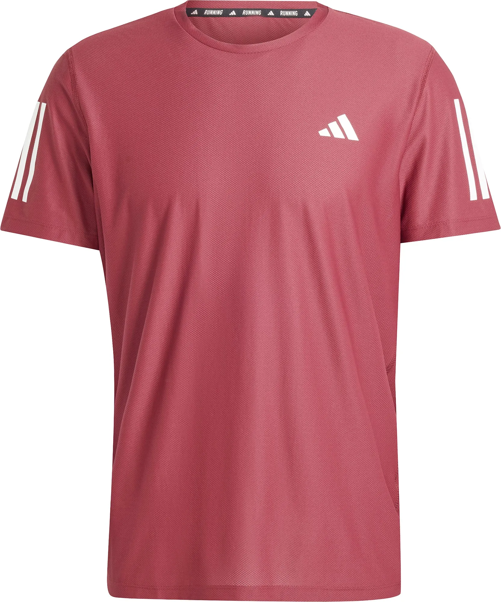 adidas Own The Run Short Sleeve Mens Running Top - Red StretchComfortWeave