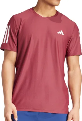 adidas Own The Run Short Sleeve Mens Running Top - Red SoftenedTexturedWeave Best Seller