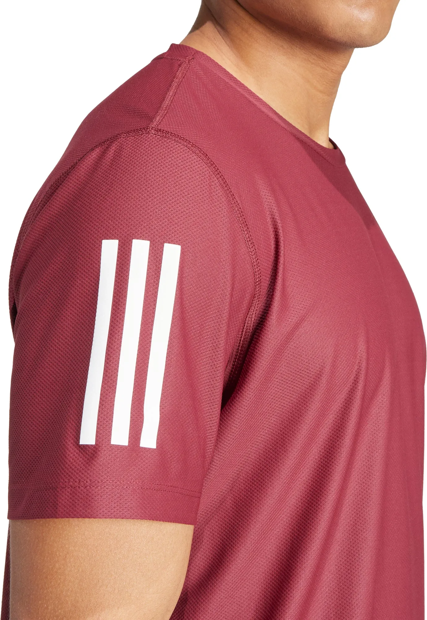 Street Smart Look Layering Comfort Wear adidas Own The Run Short Sleeve Mens Running Top - Red