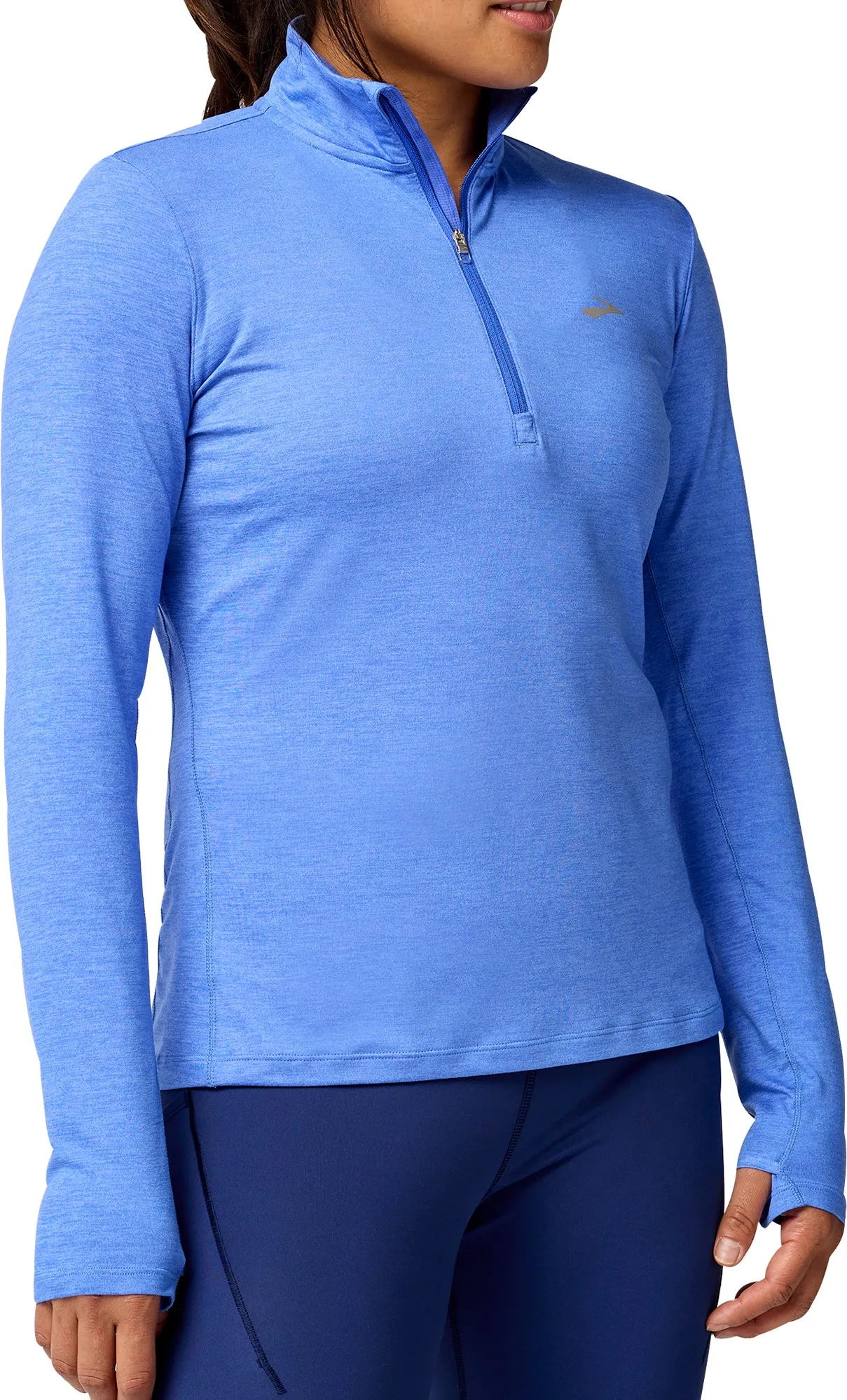 Brooks Dash 2.0 Half Zip Long Sleeve Womens Running Top - Blue UVProtective Outer Layers ElasticWaistbandTech