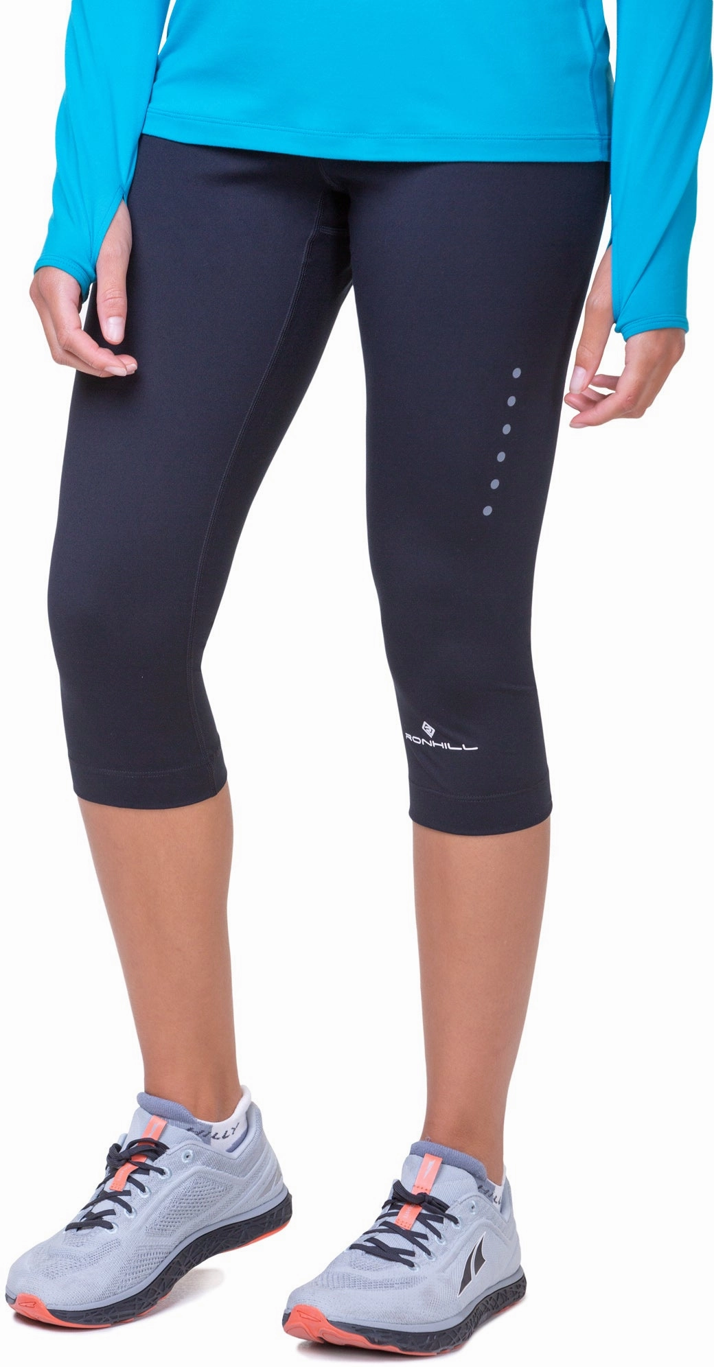 Ronhill Core Womens 3/4 Capri Running Tights - Black Anti Pilling Technology Breathable Wear Fit