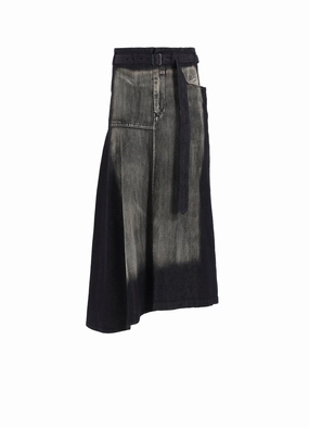 Low Profile Fasteners Breath Fit SPOTTED DENIM RIGHT SIDE FLARE SKIRT