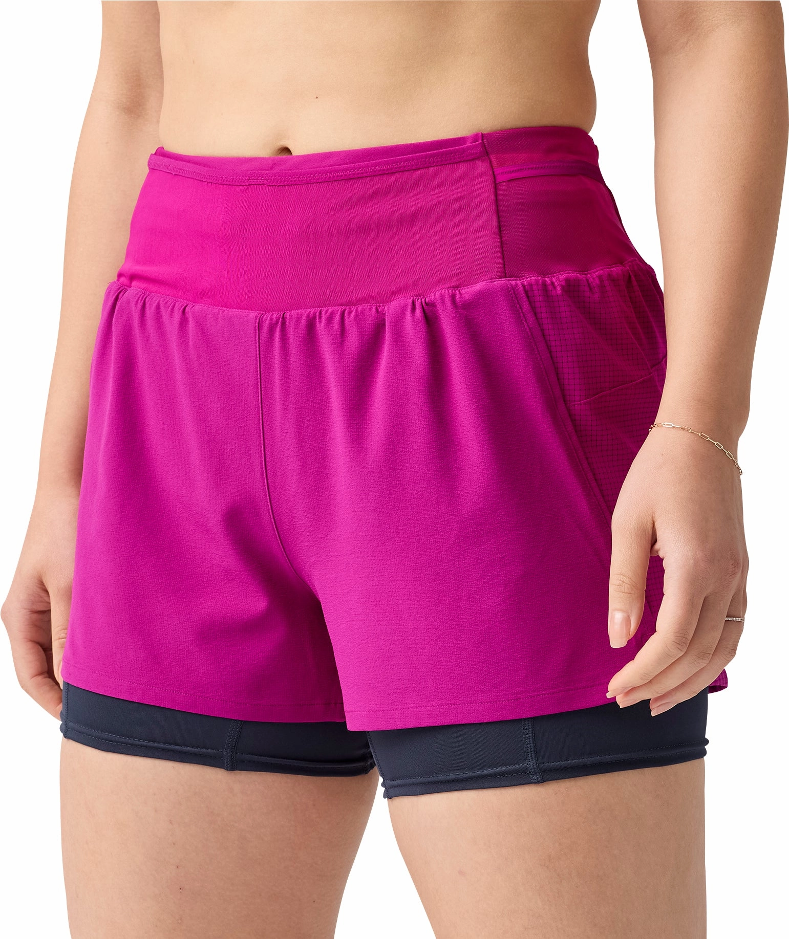 No Slip Gripper Ultra Soft Lining Brooks 3 Inch high Point 2.0 2 In 1 Womens Running Shorts - Pink
