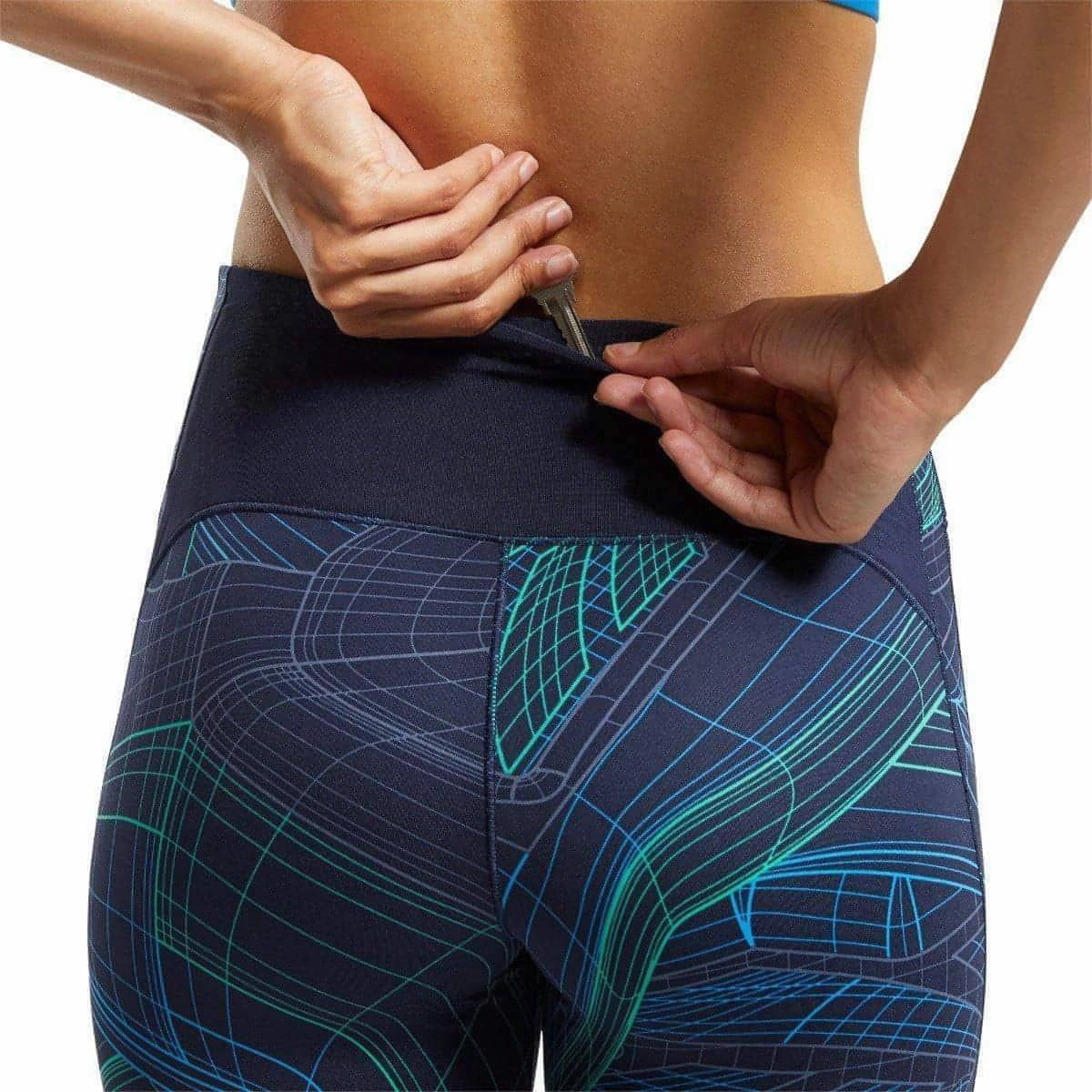 Compression Support Mountain Hike All-day Comfort Reebok Lux Perform Mid Rise Womens Long Training Tights - Navy