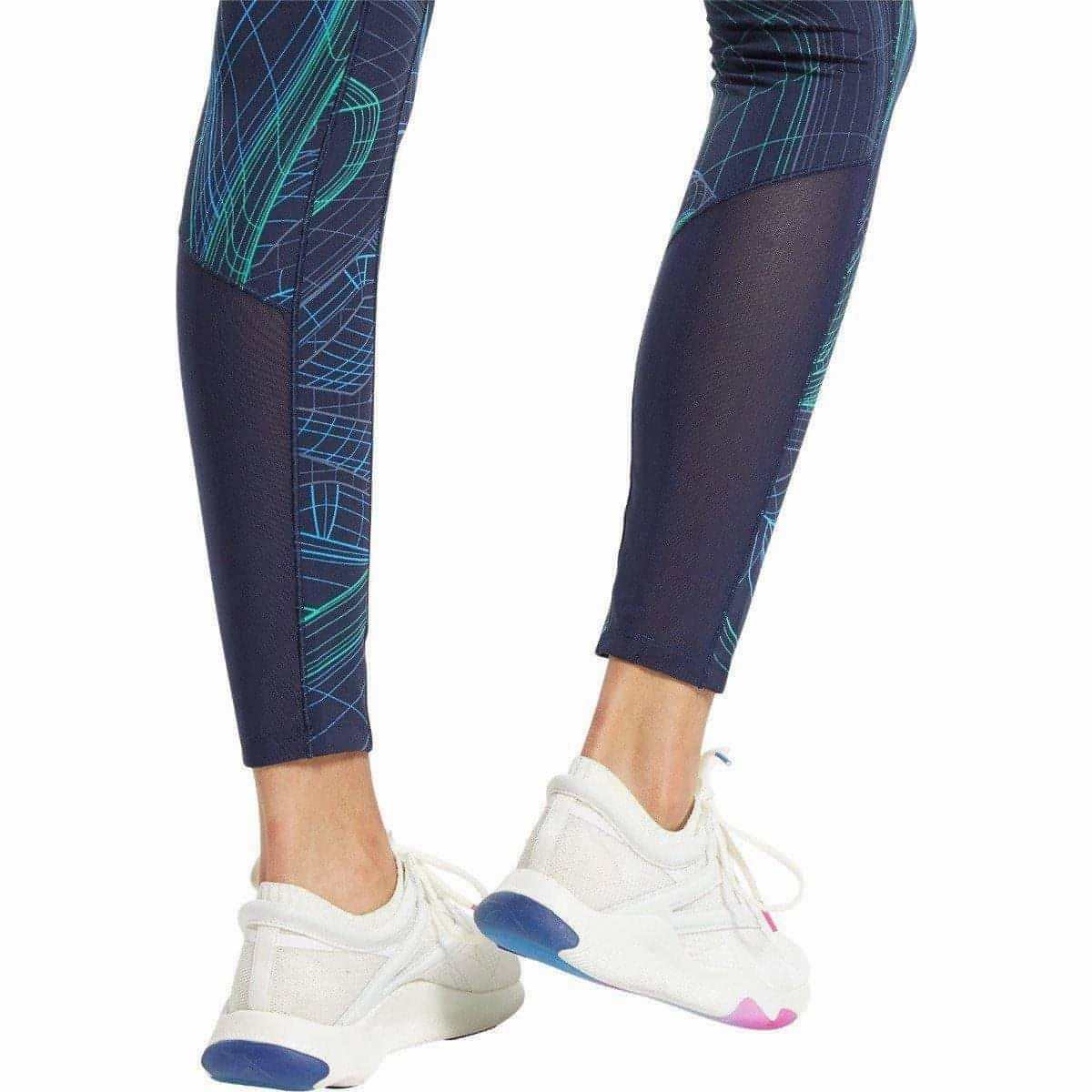 Reebok Lux Perform Mid Rise Womens Long Training Tights - Navy Extra Soft Fitness Lover Sleek Active