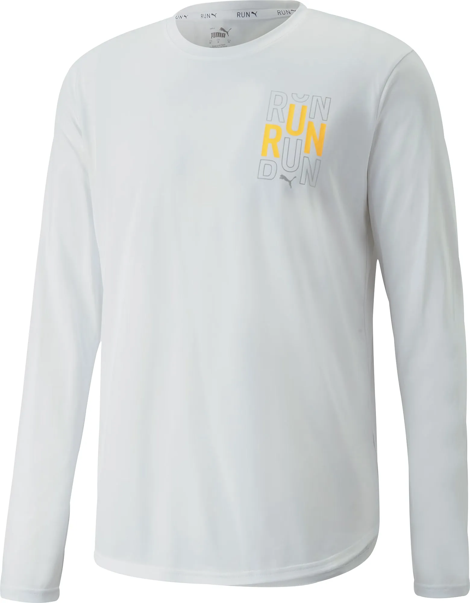 Puma Run Graphic Long Sleeve Mens Running Top - White Functional Side Gussets