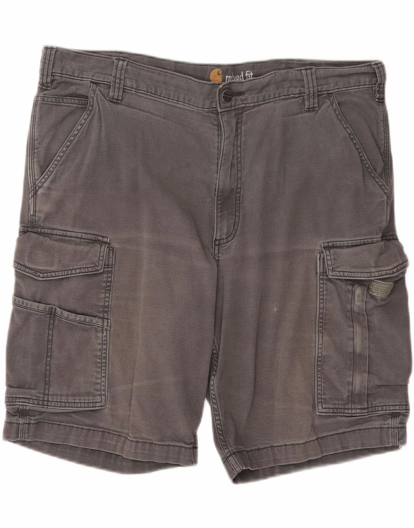 Christmas gift Four Way Stretch Fabric CARHARTT Mens Relaxed Fit Cargo Shorts W40 XL Grey Cotton