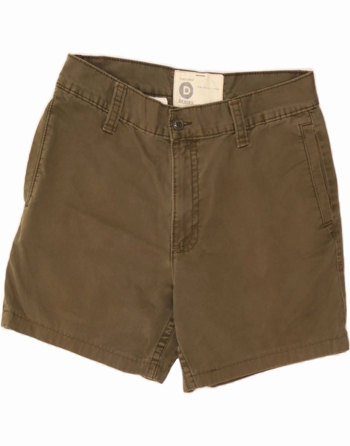DOCKERS Mens Chino Shorts W33 Large Khaki Cotton MoistureWickingLining HighBackRise