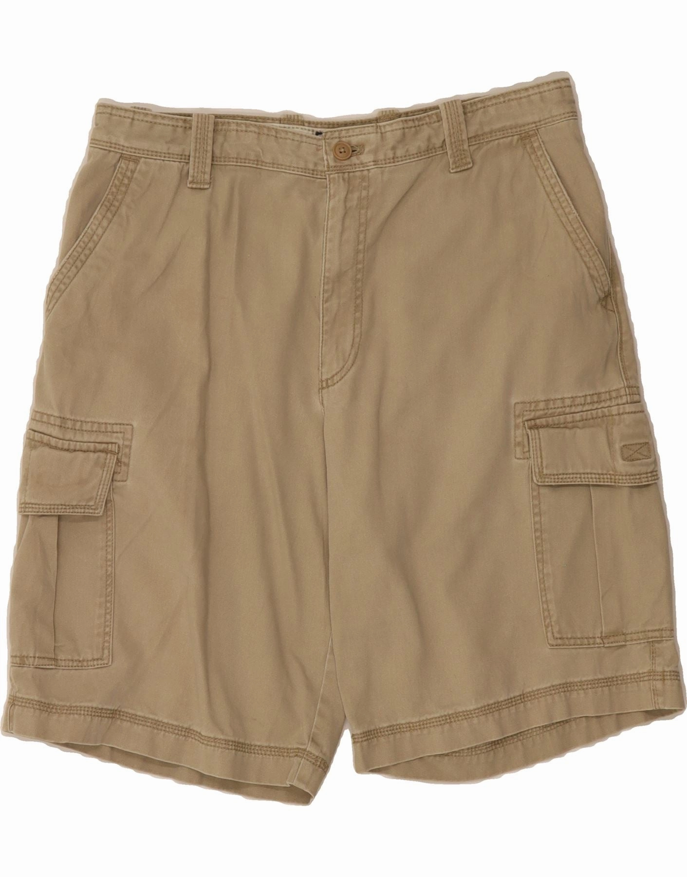 IZOD Mens Cargo Shorts W34 Large Beige Cotton slim cut
