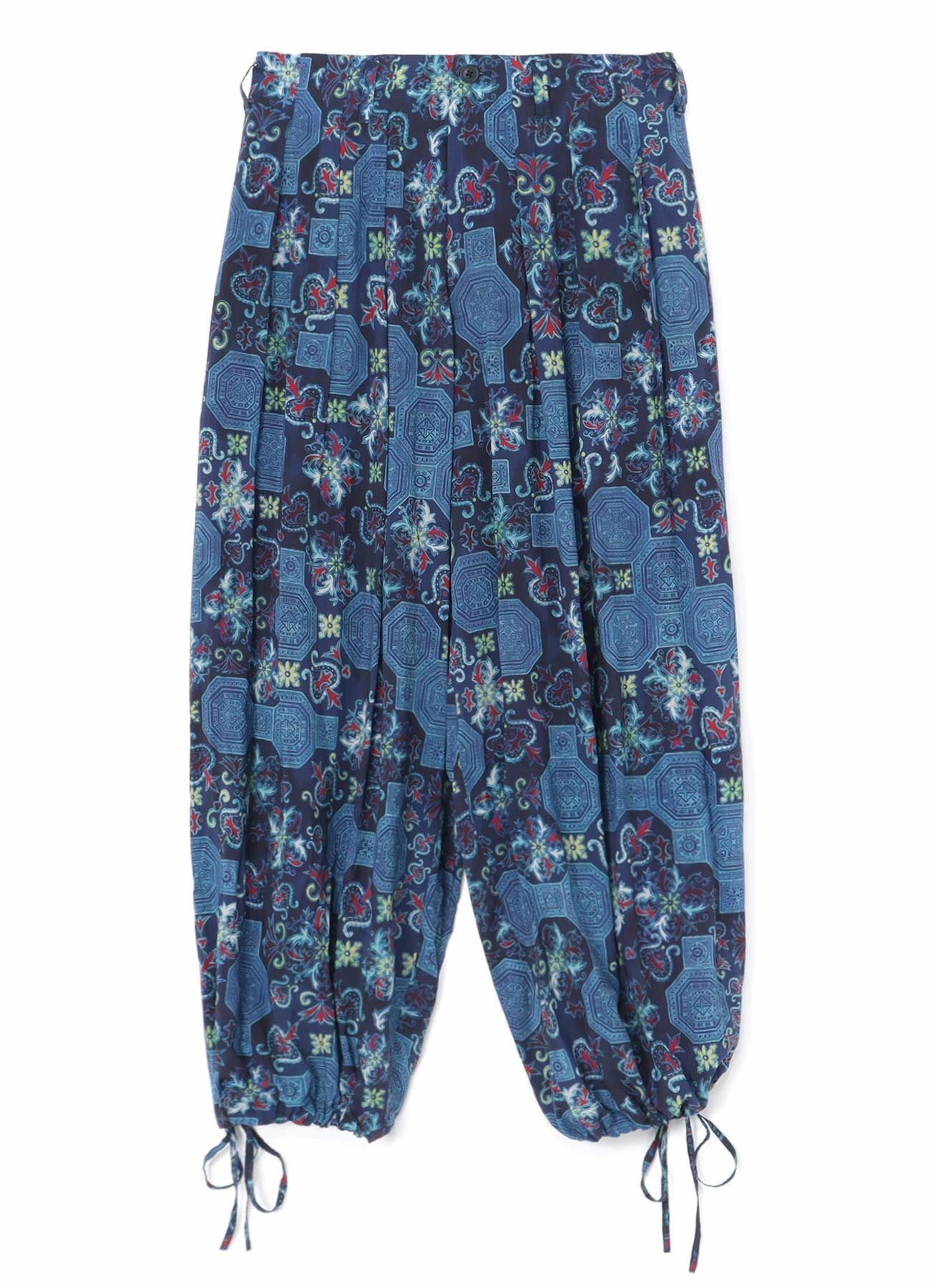 Non Iron Technology Stretch Material CHINOISERIE-B PRINTED DRAWSTRING BALLOON PANTS