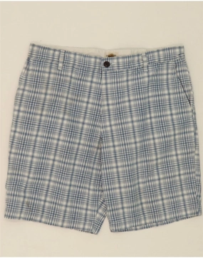 DOCKERS Mens Chino Shorts W34 Large Blue Check Cotton Flexible Mobility