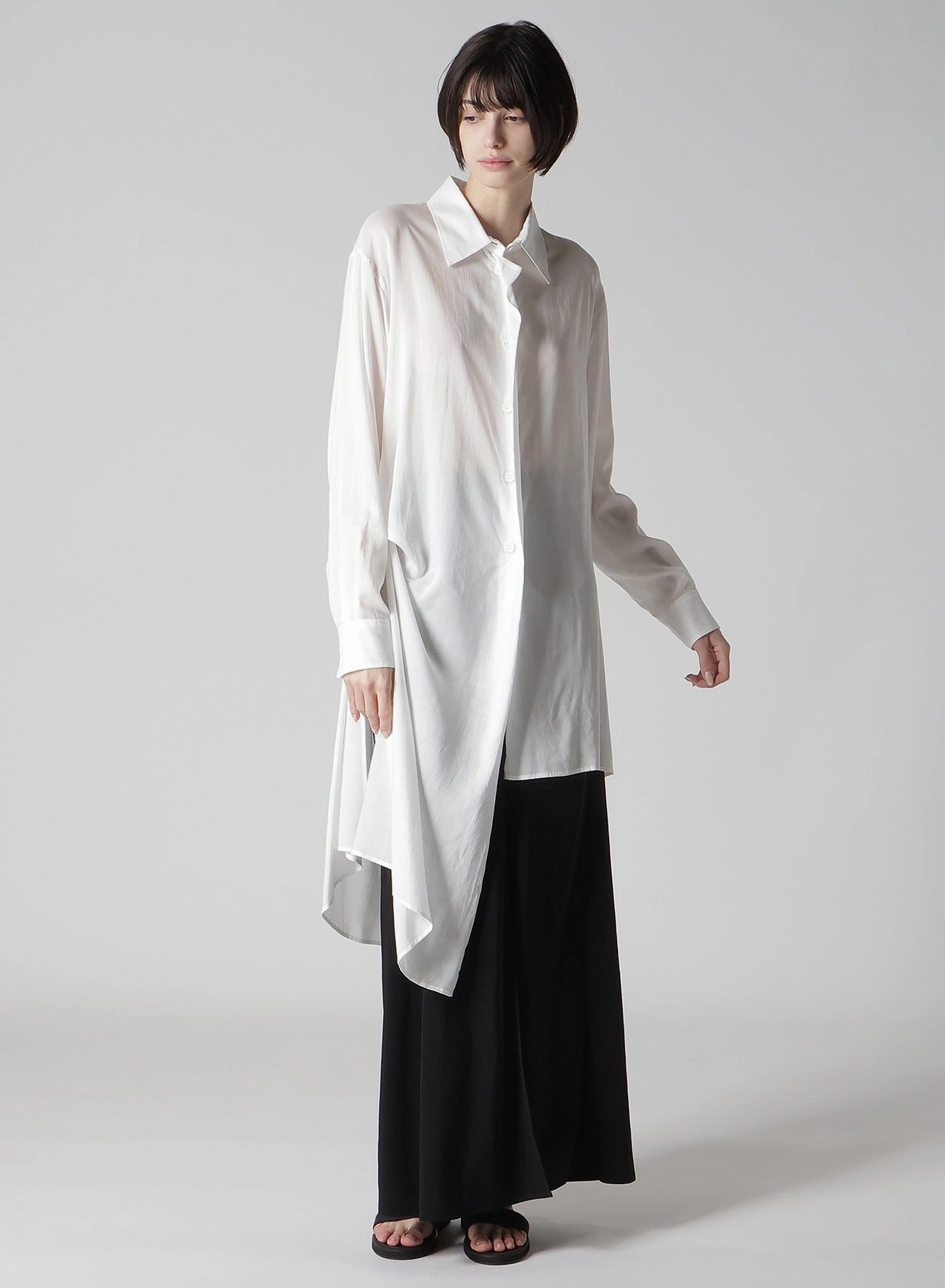 Basic Style TA/PE CREPE DE CHINE L BIG POCKET DETAIL SKT