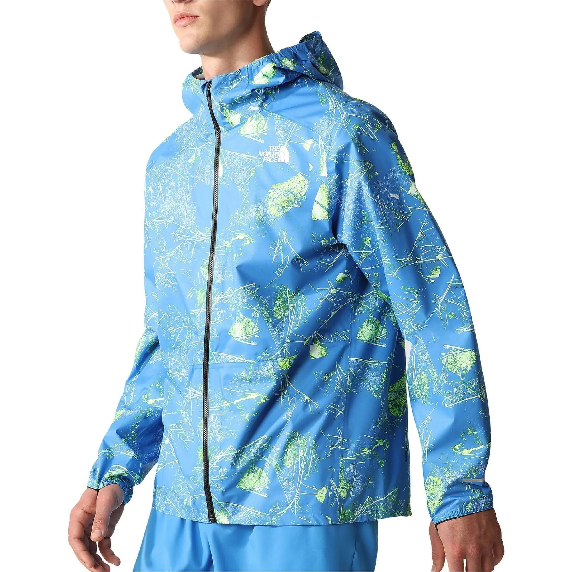 The North Face Higher Mens Running Jacket - Blue Ventilation Panels Laser Cut Perforations
