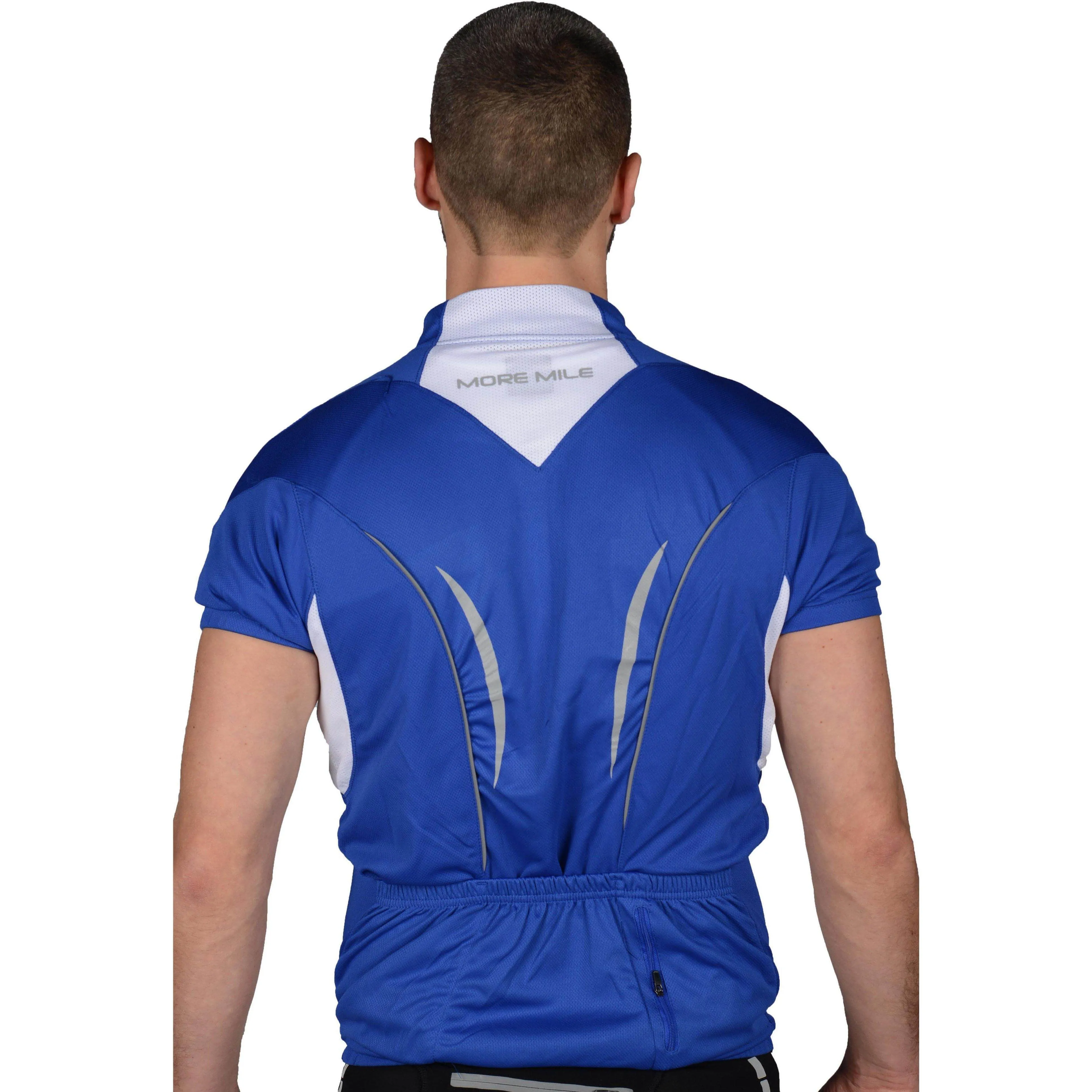 More Mile Half Zip Short Sleeve Mens Cycling Jersey - Blue Stylish and Fun Chic And Comfortable