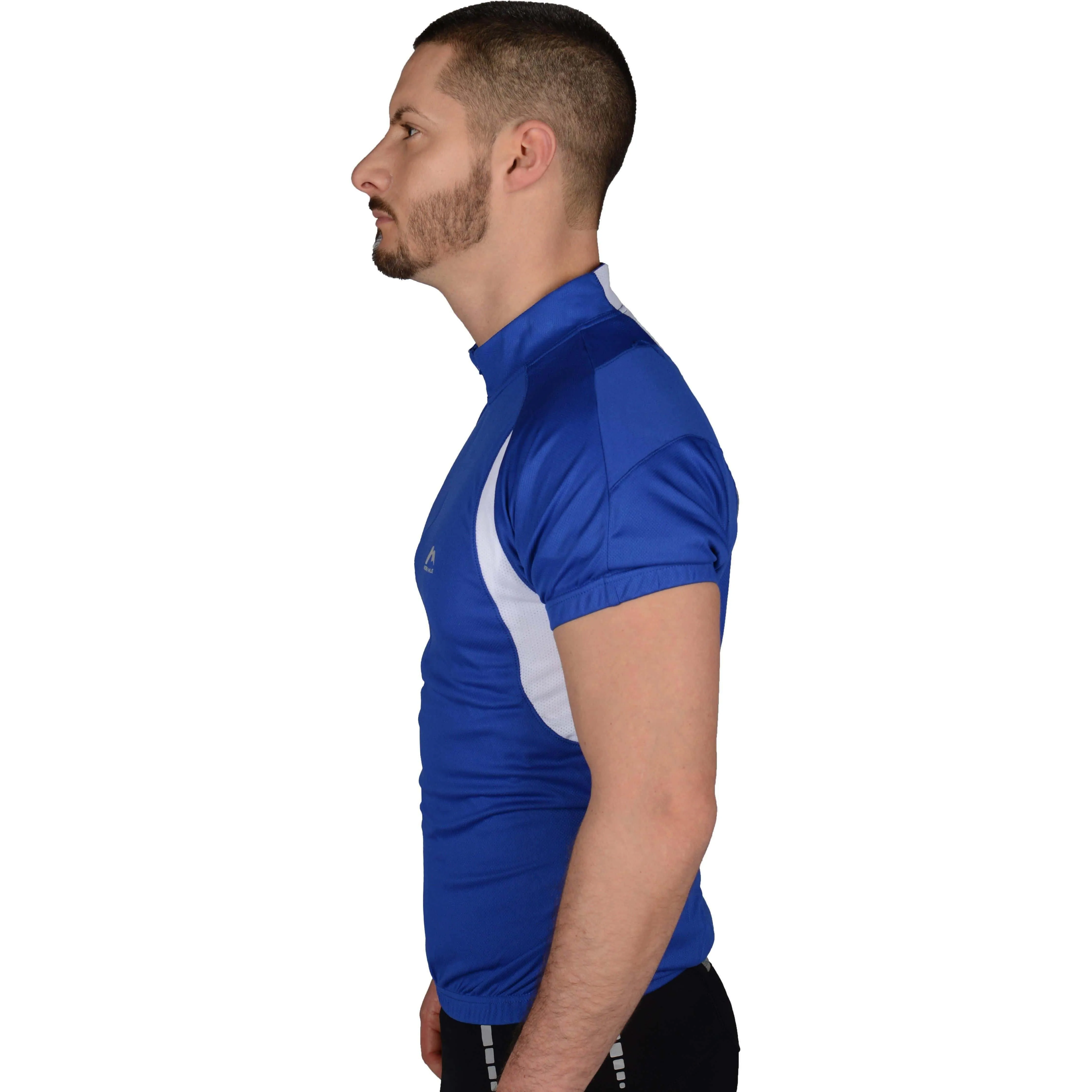 Comfort Fit More Mile Half Zip Short Sleeve Mens Cycling Jersey - Blue
