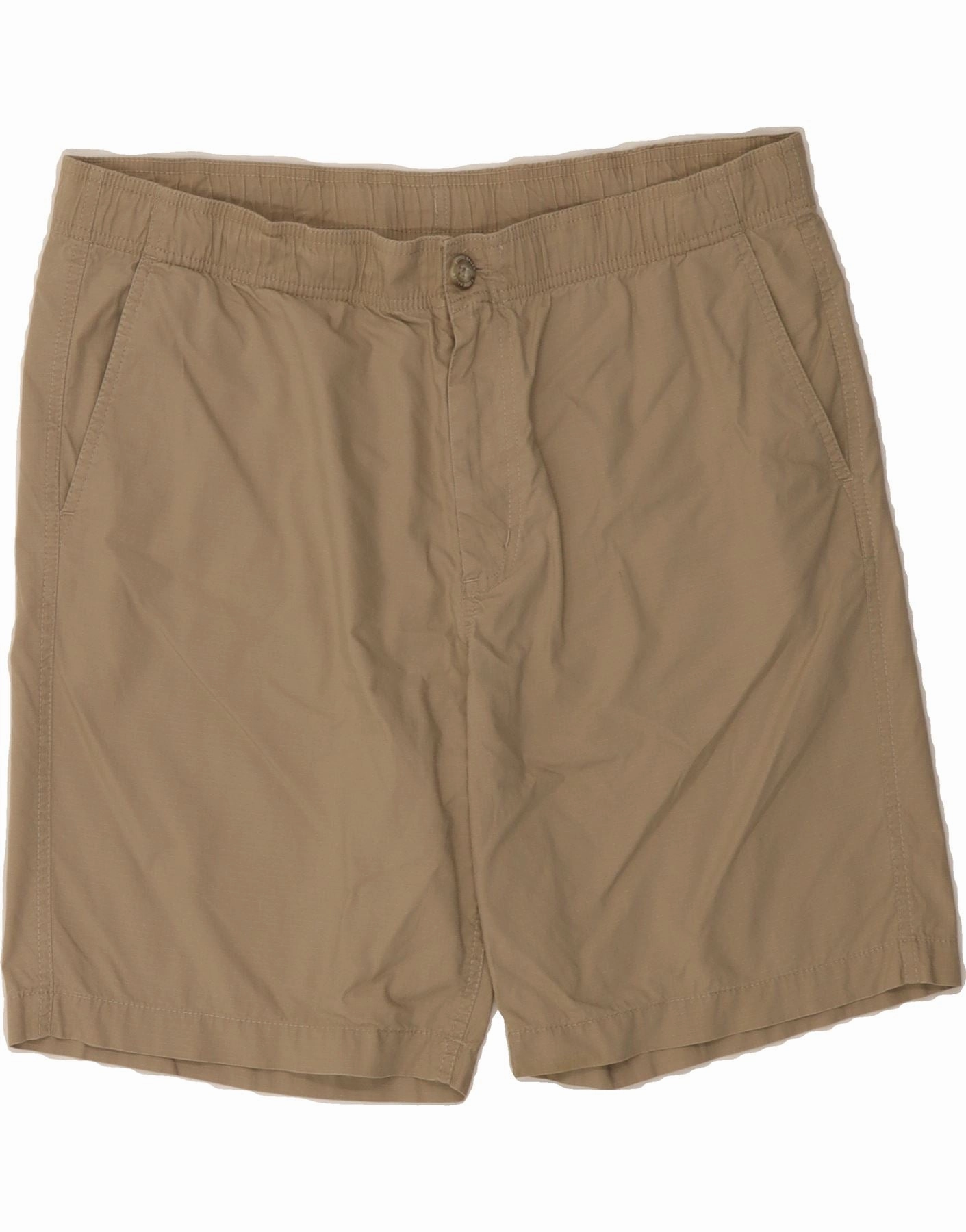 EDDIE BAUER Mens Super Low Slim Fit Chino Shorts Large W36  Beige Classic clean look UV Protection Fabric
