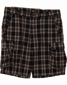 Anti Friction Seams Stay Cool LEE Mens Cargo Shorts W36 Large Navy Blue Check Cotton