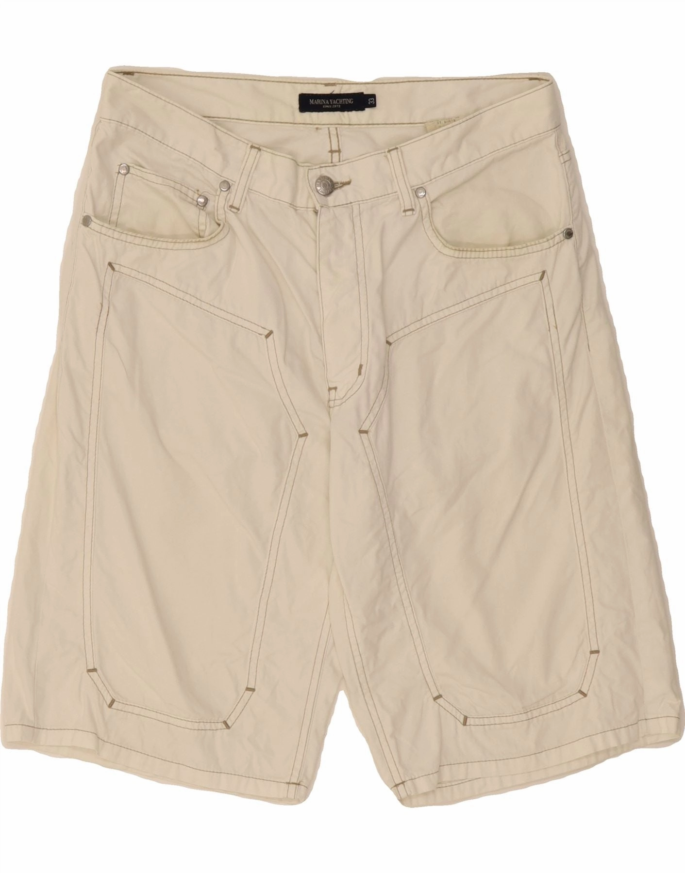 UPF Sun Protection MARINA YACHTING Mens Casual Shorts W33 Medium White