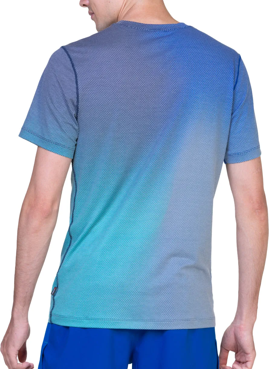 Ronhill Tech Golden Hour Short Sleeve Mens Running Top - Blue Picnic Organic Cotton Blend