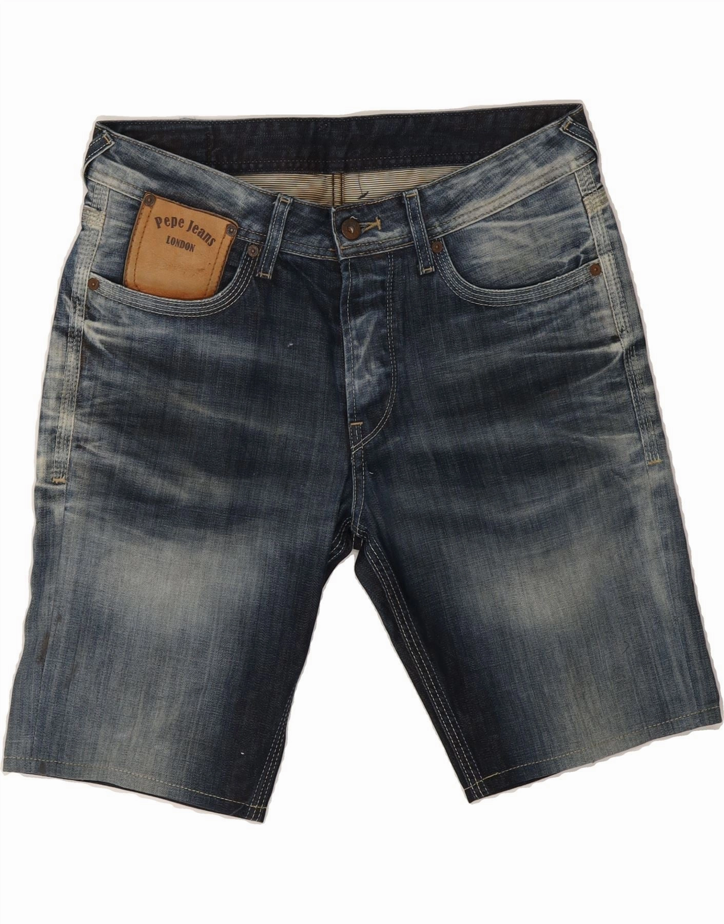 Casual Fit PEPE JEANS Mens Denim Shorts W32 Medium  Blue Cotton