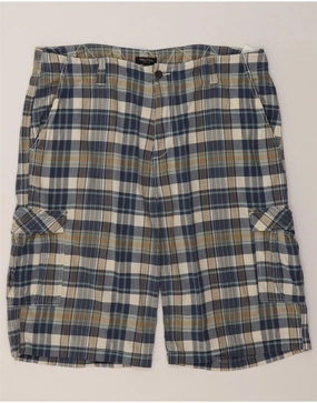 Quick Comfort Fit NAUTICA Mens Cargo Shorts W42 2XL Navy Blue Check Cotton