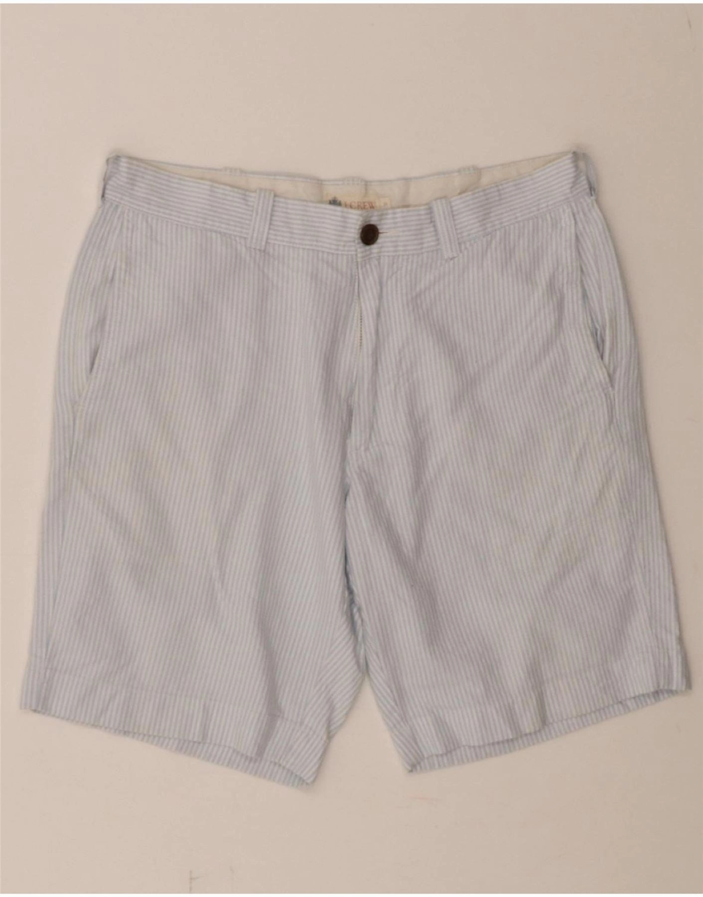 J. CREW Mens Chino Shorts W31 Medium Blue Striped Cotton yoga clothes Universal Attachment Points
