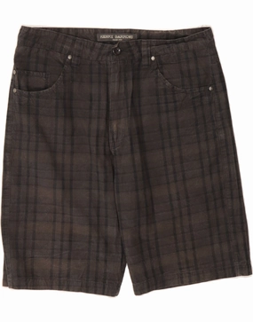 VINTAGE Mens Casual Shorts Large W34  Brown Check Cotton picnic wear