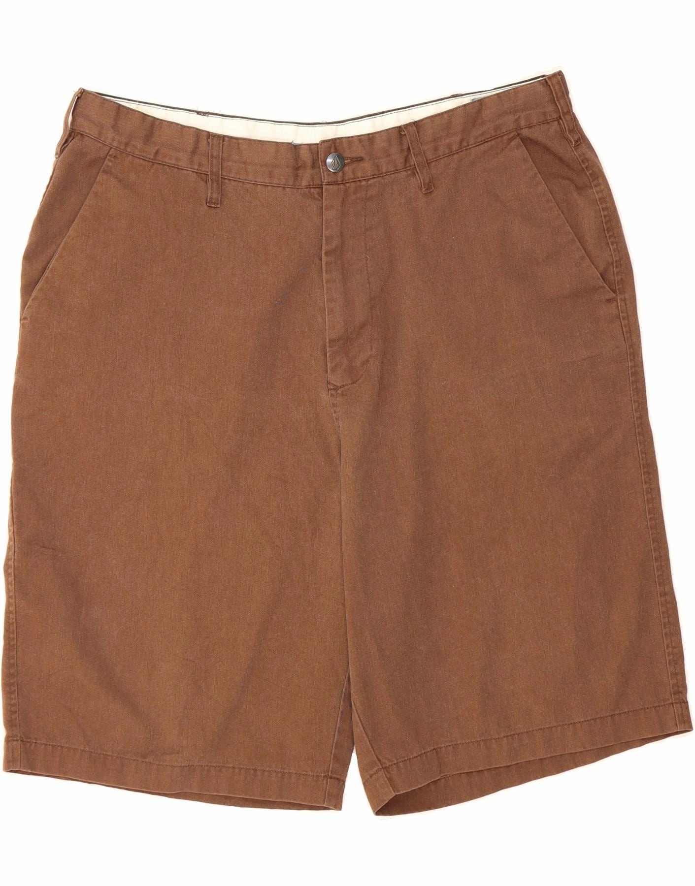 VOLCOM Mens Chino Shorts W36 Large Brown Cotton Easy Match Cozy Style
