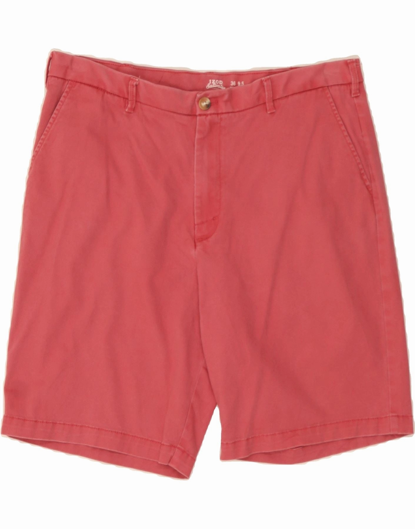 IZOD Mens Stretch Chino Shorts W36 Large Pink Cotton Recycled Elastic Trim
