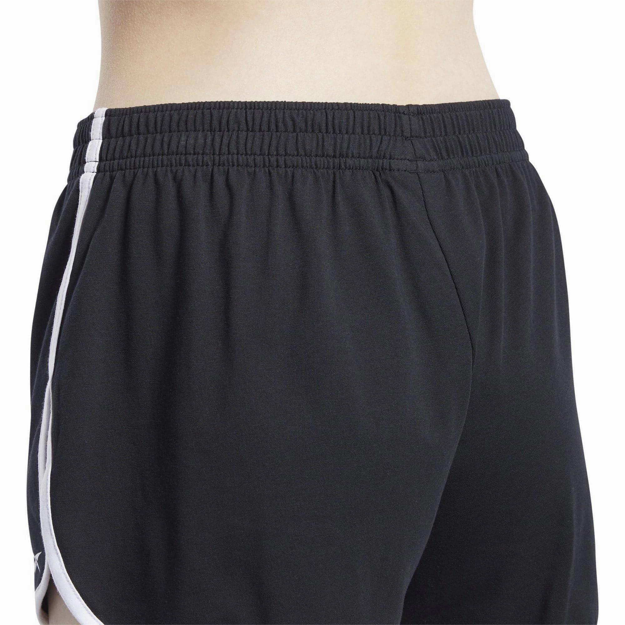 Roll Resistant Waist High Elasticity Blend Reebok Meet You There Womens Training Shorts - Black