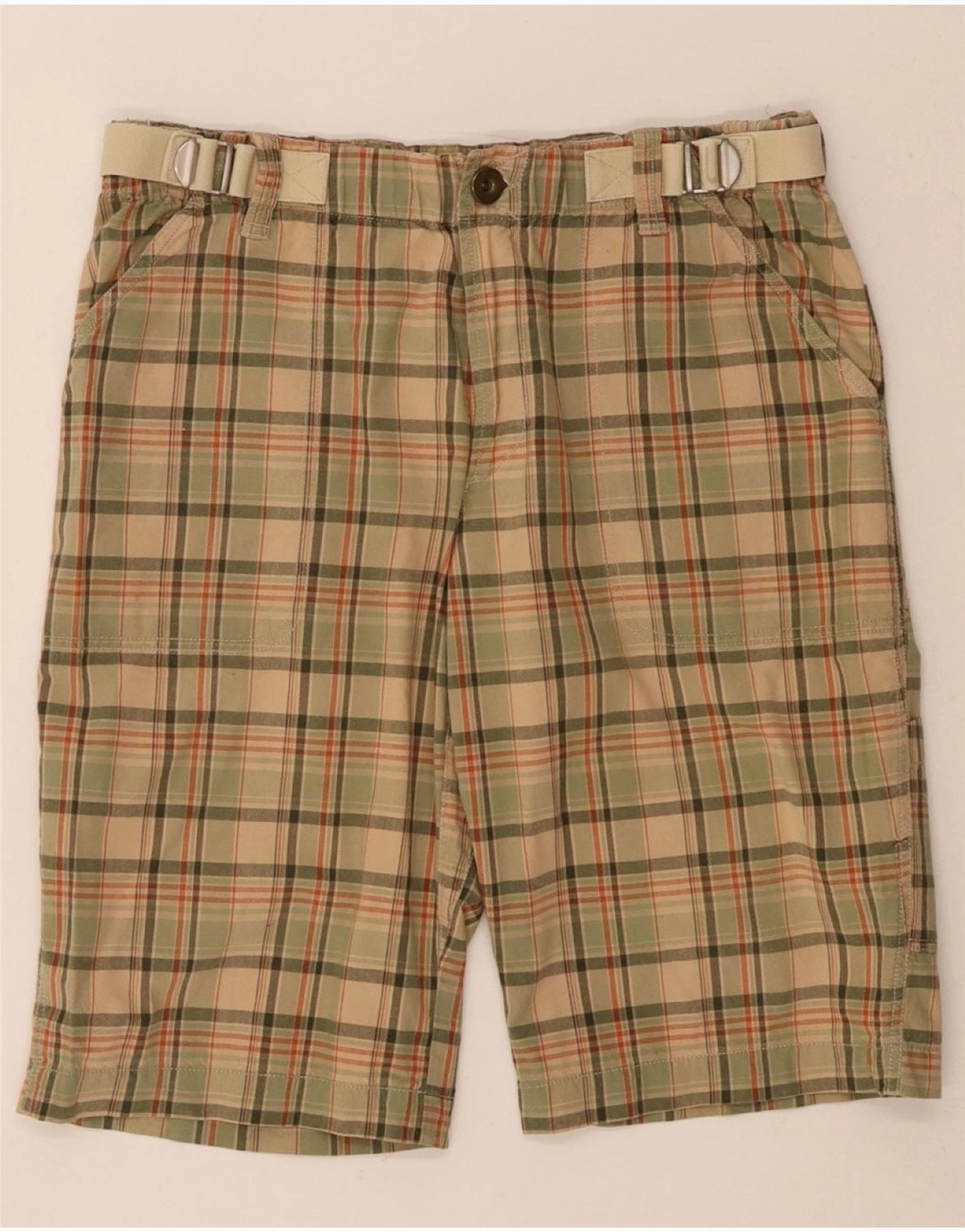 Stain-Resistant THINK PINK Mens Chino Shorts Large W36 Beige Check Cotton