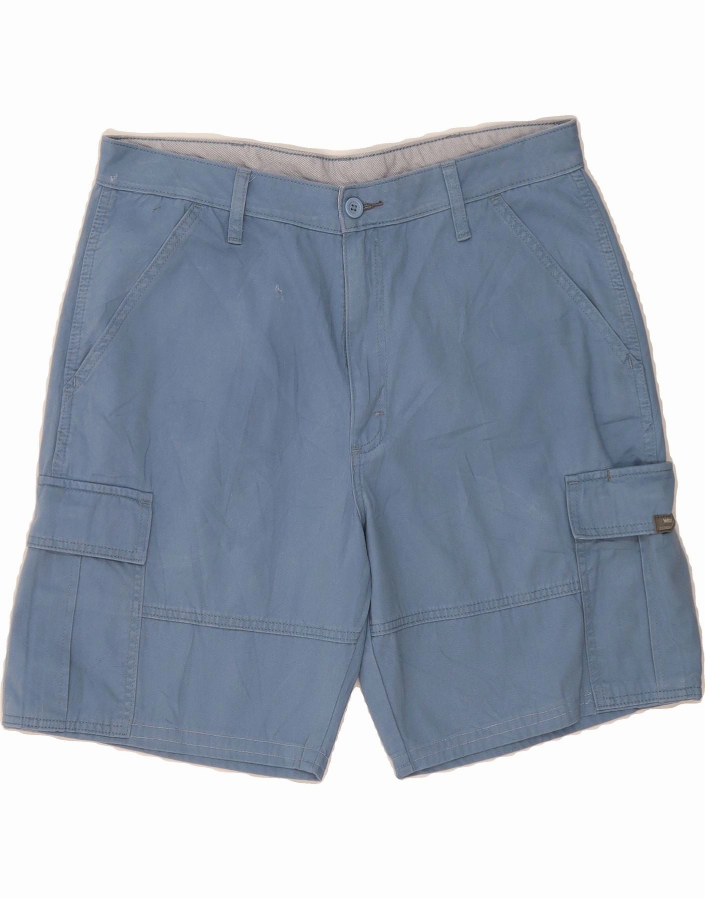 Ripstop Material WRANGLER Mens Cargo Shorts W34 Large Blue Cotton
