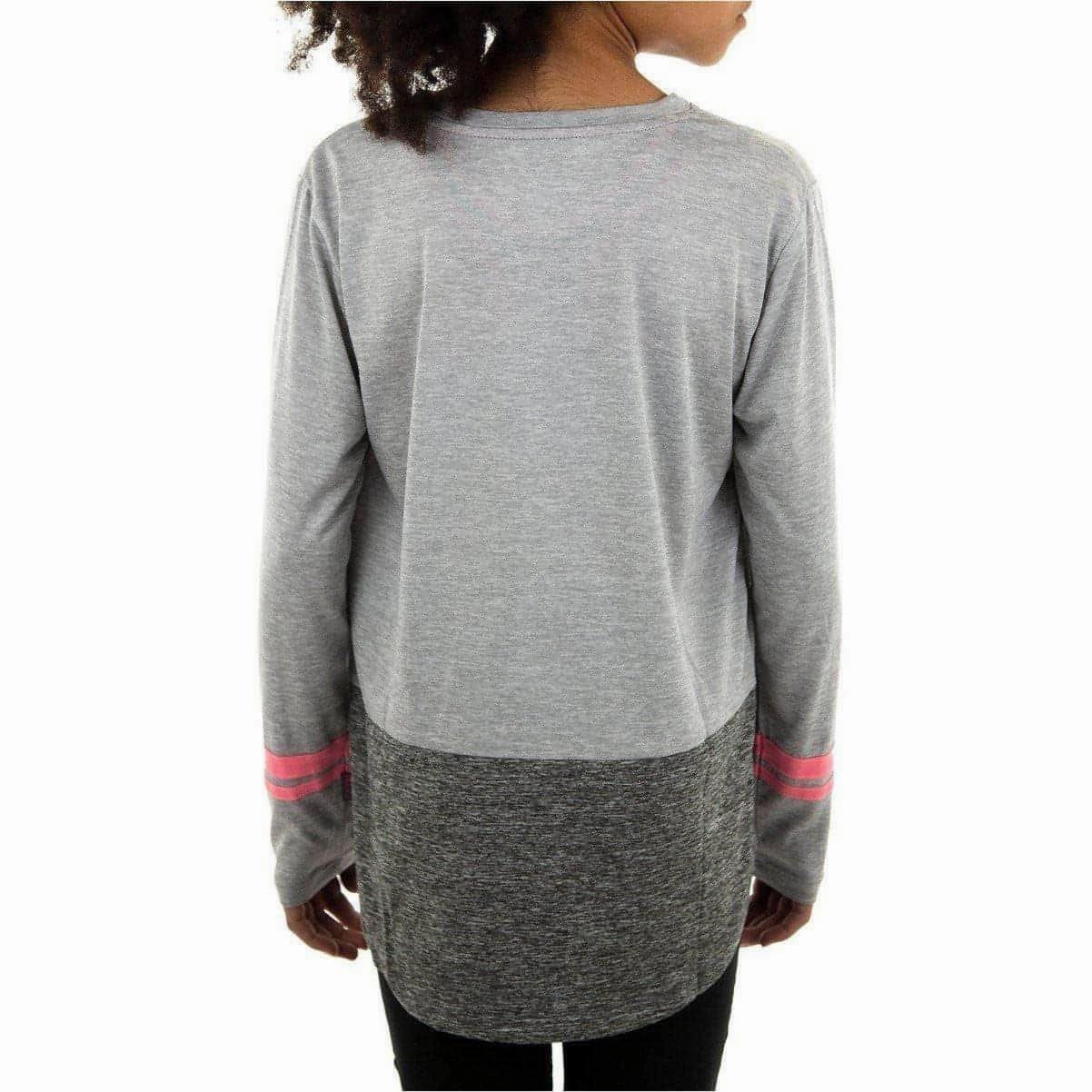ice rink Polyester More Mile Marl Girls Long Sleeve Running Top - Grey