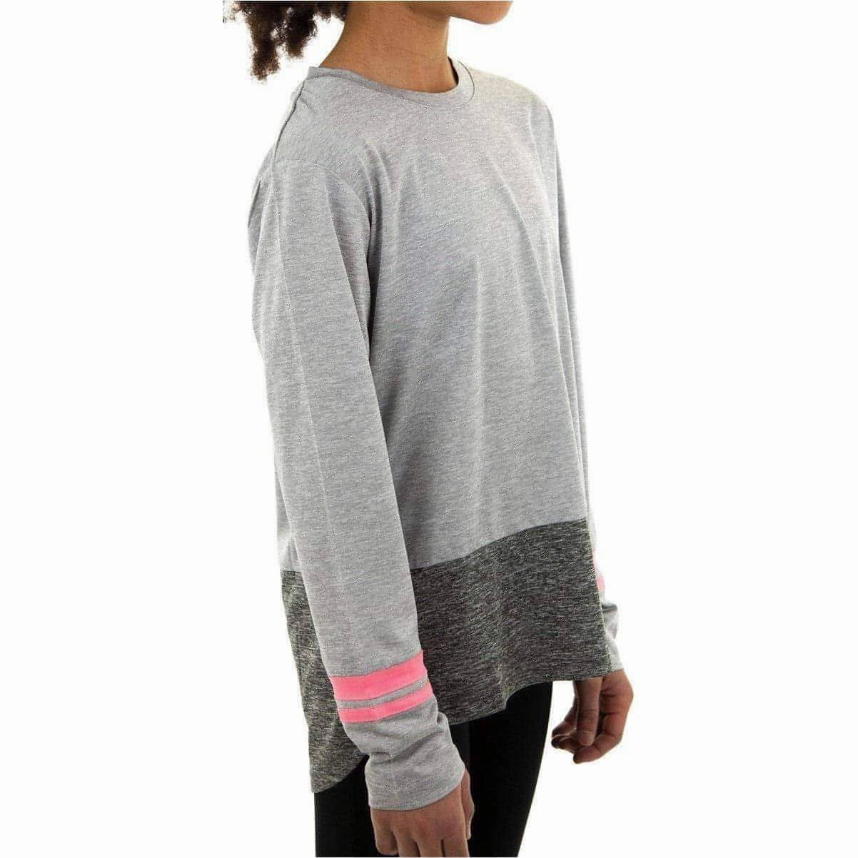 ZeroDistraction Waistline More Mile Marl Girls Long Sleeve Running Top - Grey