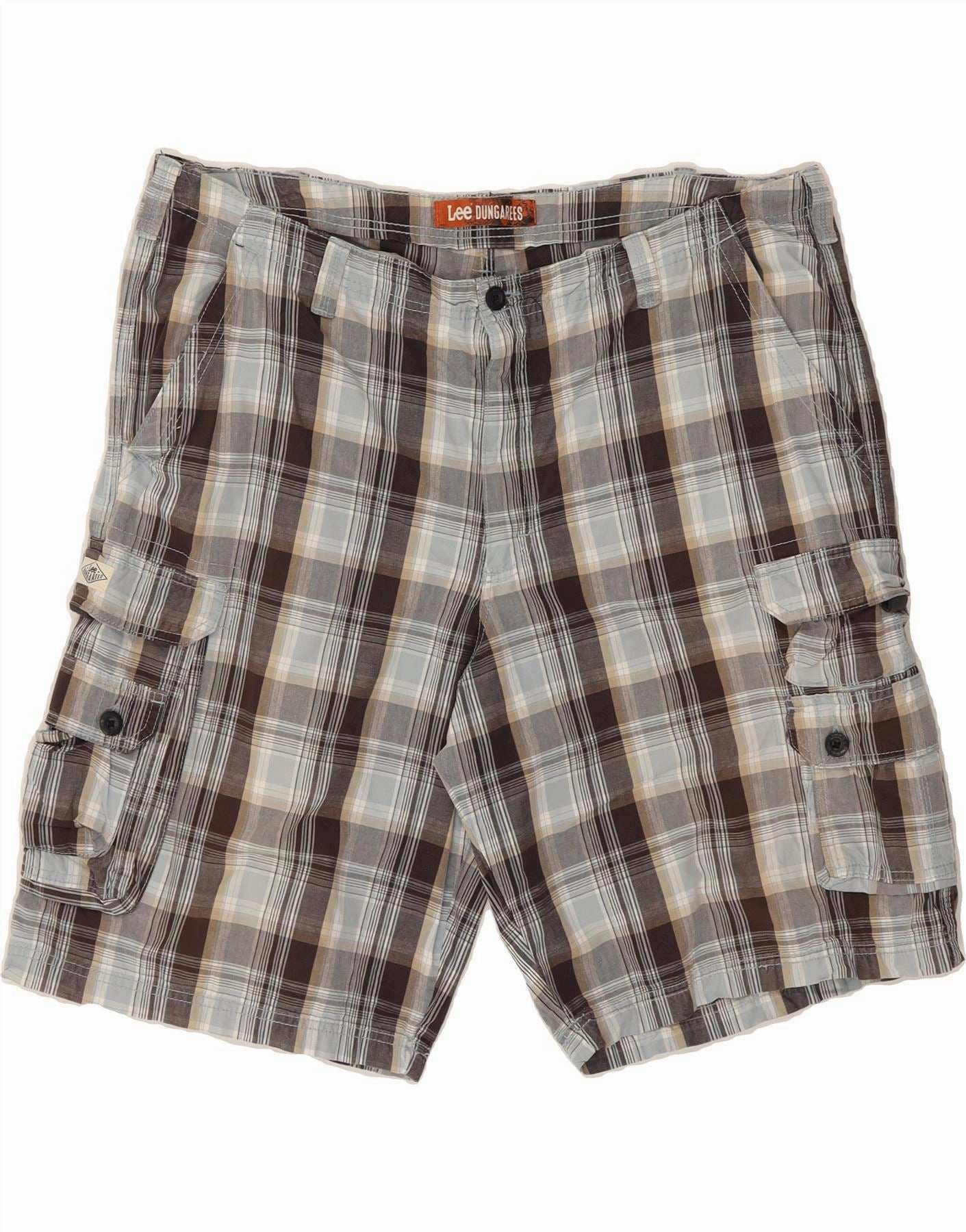 LEE Mens Cargo Shorts W42 2XL Grey Check Cotton Outdoor Flex kids' style