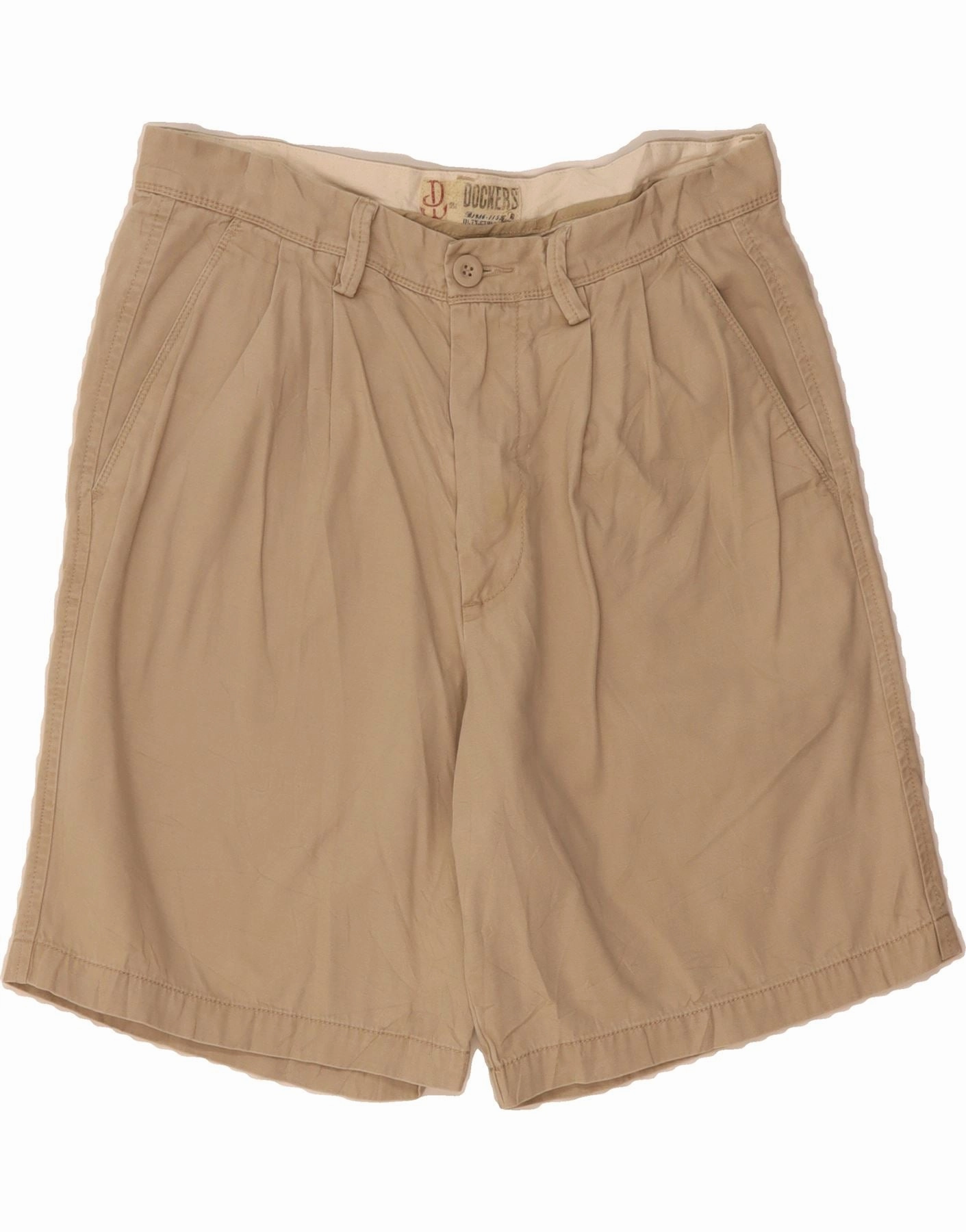 Reinforced Stress Points Sports Comfort DOCKERS Mens Relaxed Fit Pegged Chino Shorts W34 Large  Beige Cotton