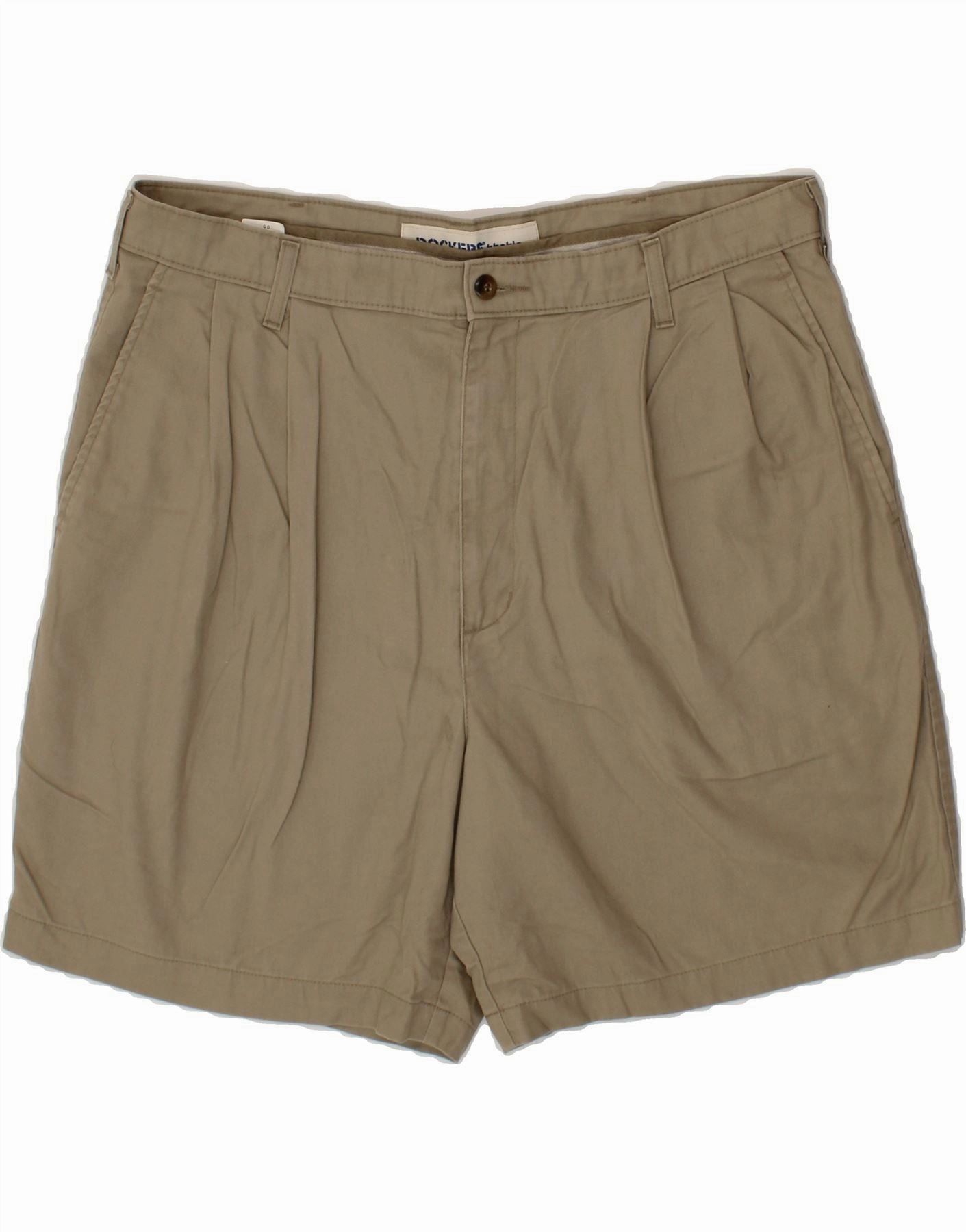 DOCKERS Mens Khakis Pegged Chino Shorts W38 XL Brown Cotton Relaxed Style Trendy Vibe