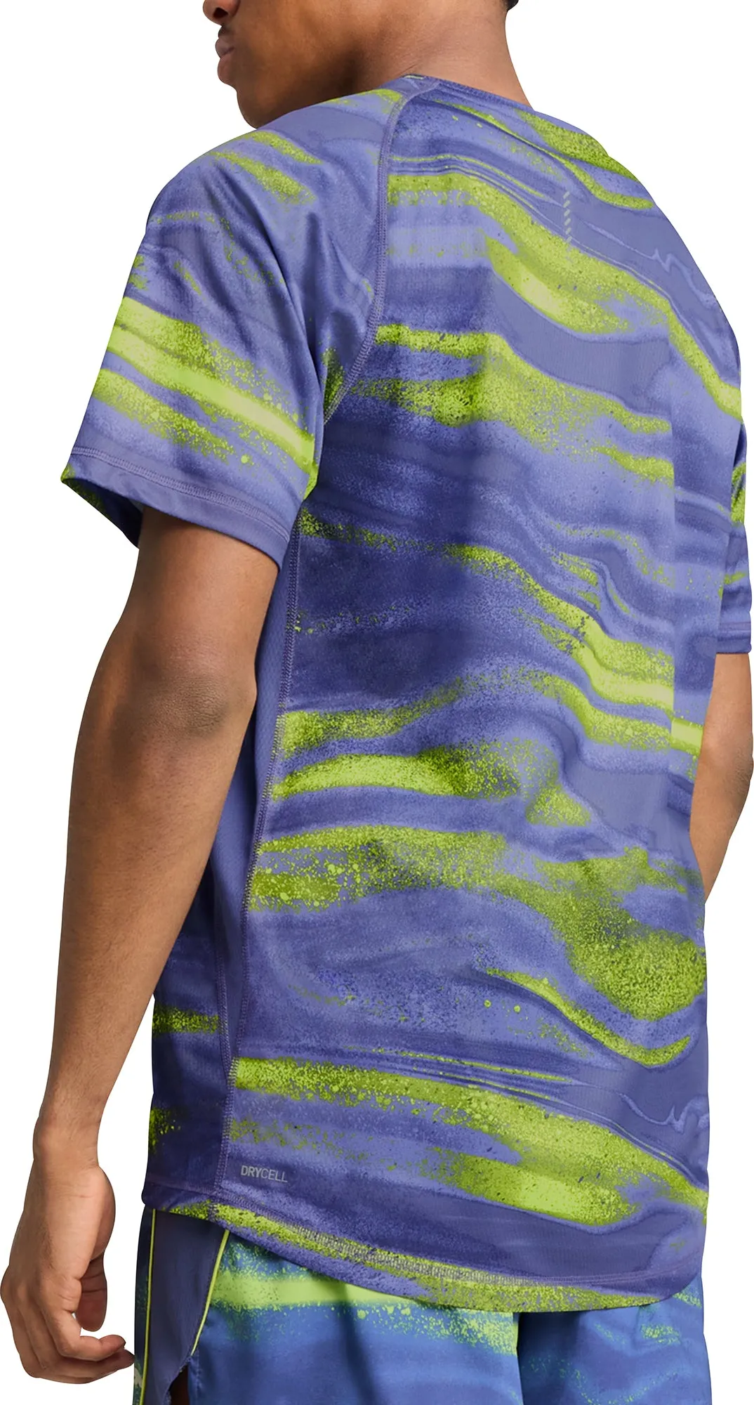 Minimal Style Trend Seasonal Smart Puma Velocity All Over Print Short Sleeve Mens Running Top - Blue